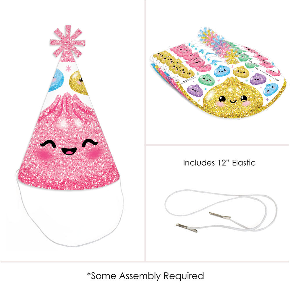 Glitter Dumplings Cone Party Hats - Set of 8 (Standard Size)