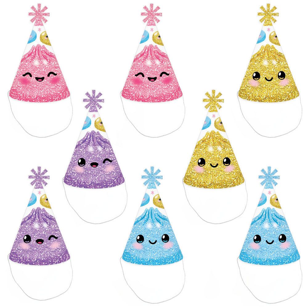 Glitter Dumplings Cone Party Hats - Set of 8 (Standard Size)