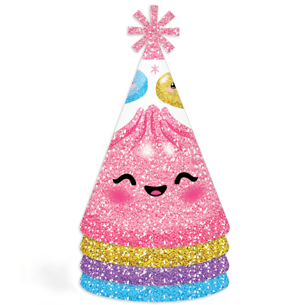 Glitter Dumplings Cone Party Hats - Set of 8 (Standard Size)