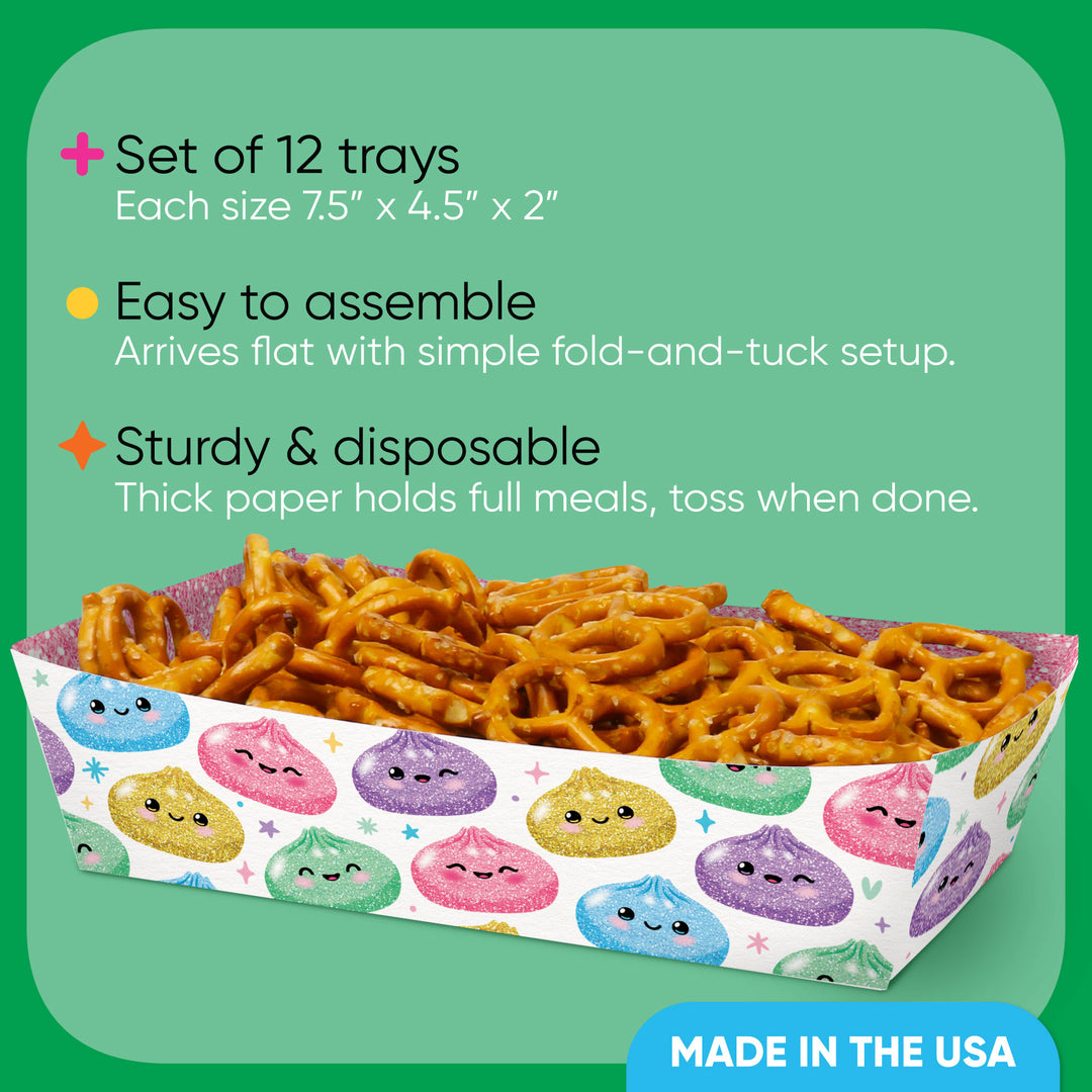 Glitter Dumplings Paper Food Trays - 12 Ct