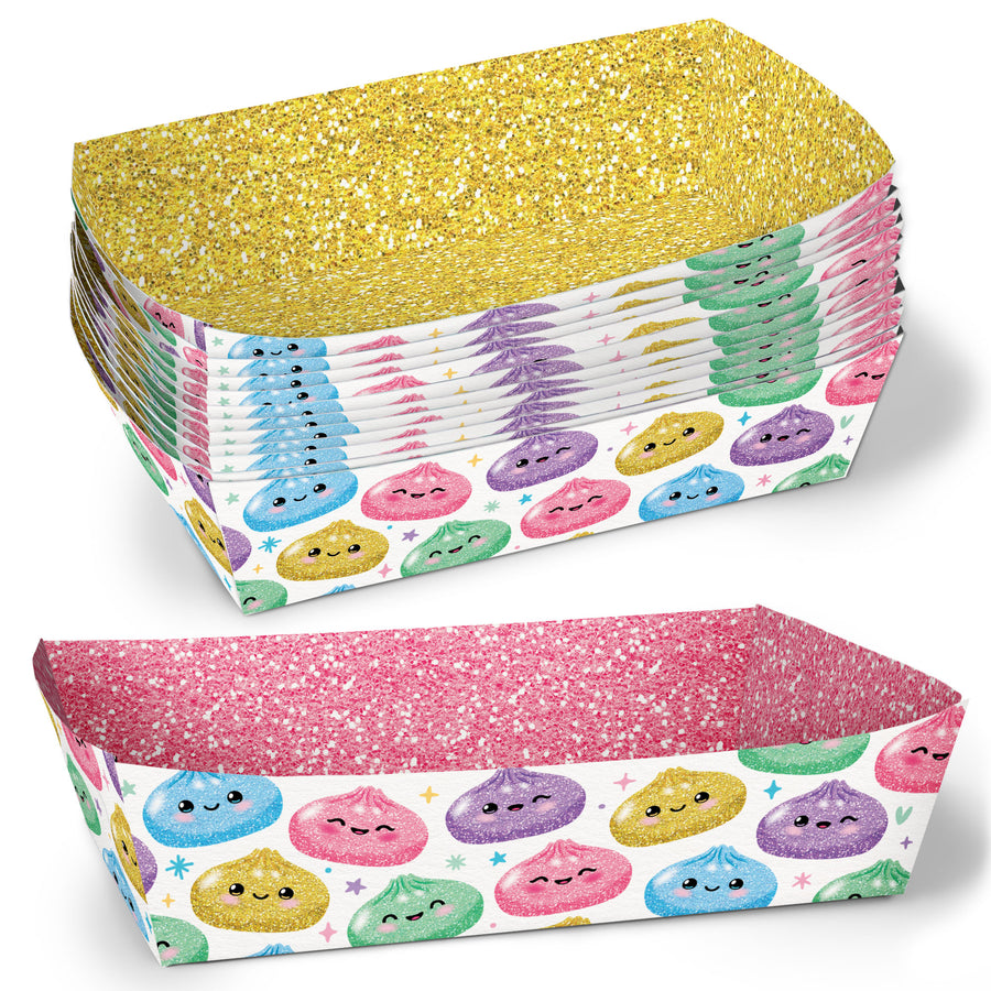 Glitter Dumplings Paper Food Trays - 12 Ct