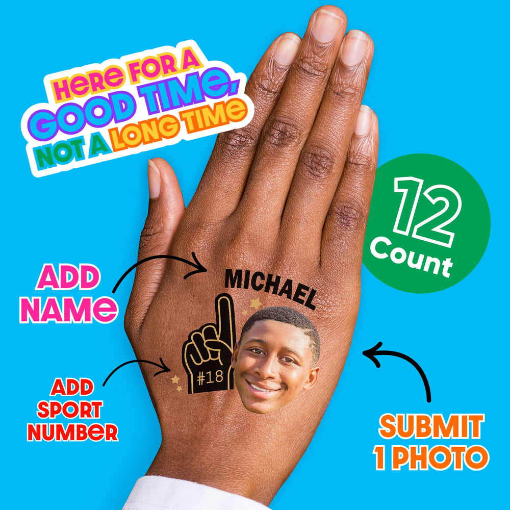 Custom Photo Sports Fan Temporary Tattoos - 12 Ct