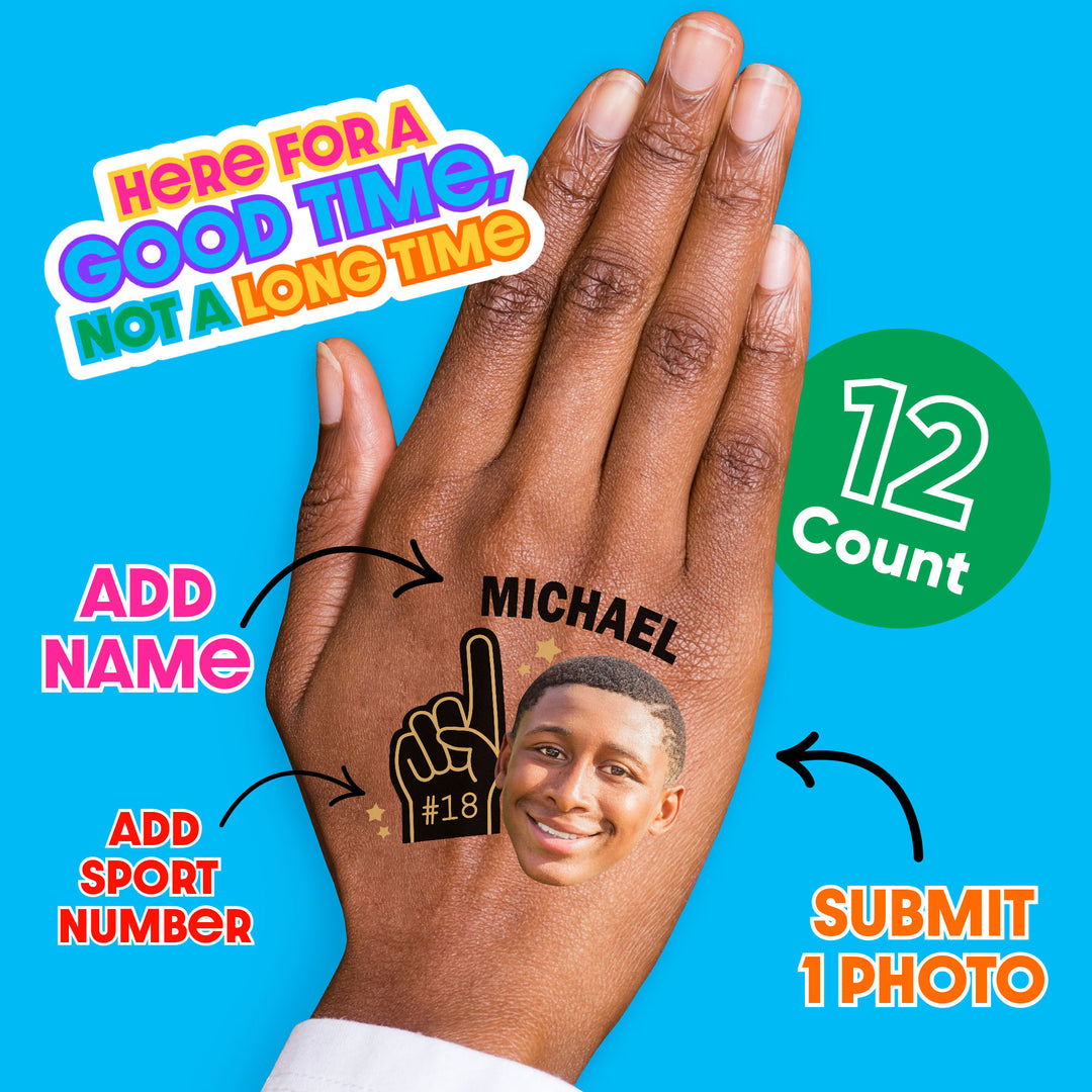 Custom Photo Sports Fan Temporary Tattoos - 12 Ct