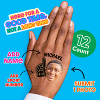 Custom Photo Sports Fan Temporary Tattoos - 12 Ct