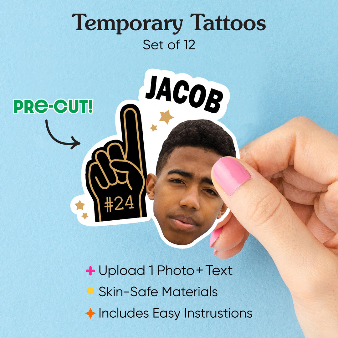 Custom Photo Sports Fan Temporary Tattoos - 12 Ct