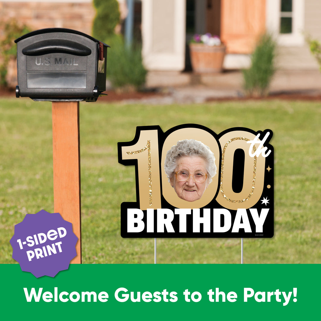 Custom Face 100th Birthday Photo Yard Sign