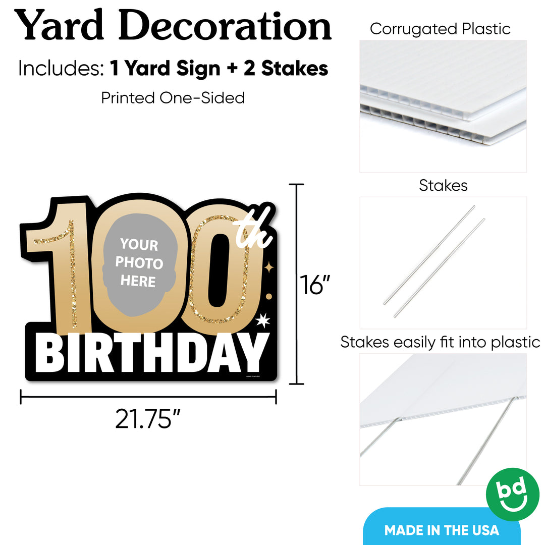Custom Face 100th Birthday Photo Yard Sign
