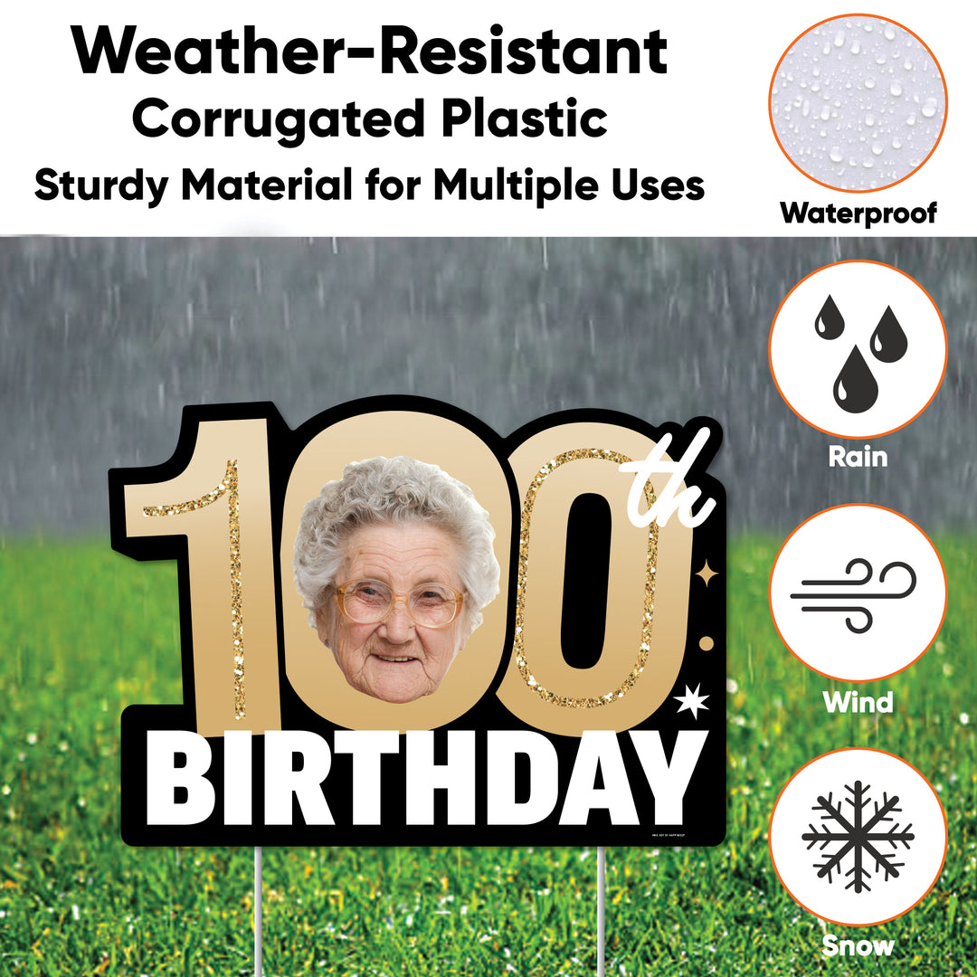 Custom Face 100th Birthday Photo Yard Sign