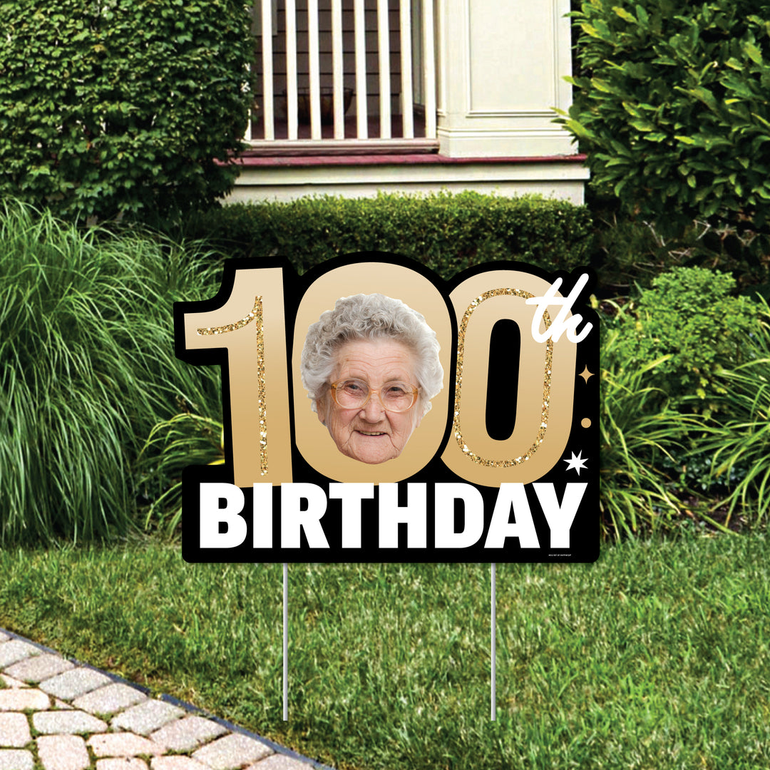Custom Face 100th Birthday Photo Yard Sign