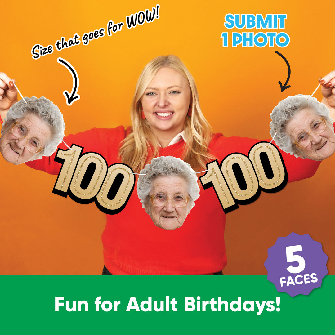 One photo creates five custom faces for 100th birthday garland