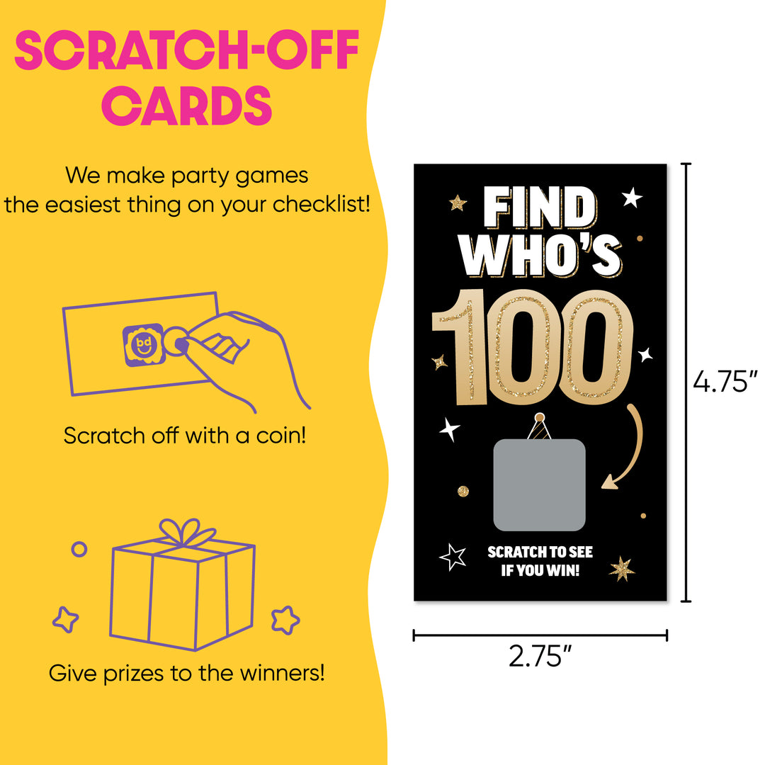 Custom Face 100th Birthday Scratch Off Card Game - 22 Ct