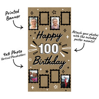 Kraft banner with 8 photo slots and mounting pieces