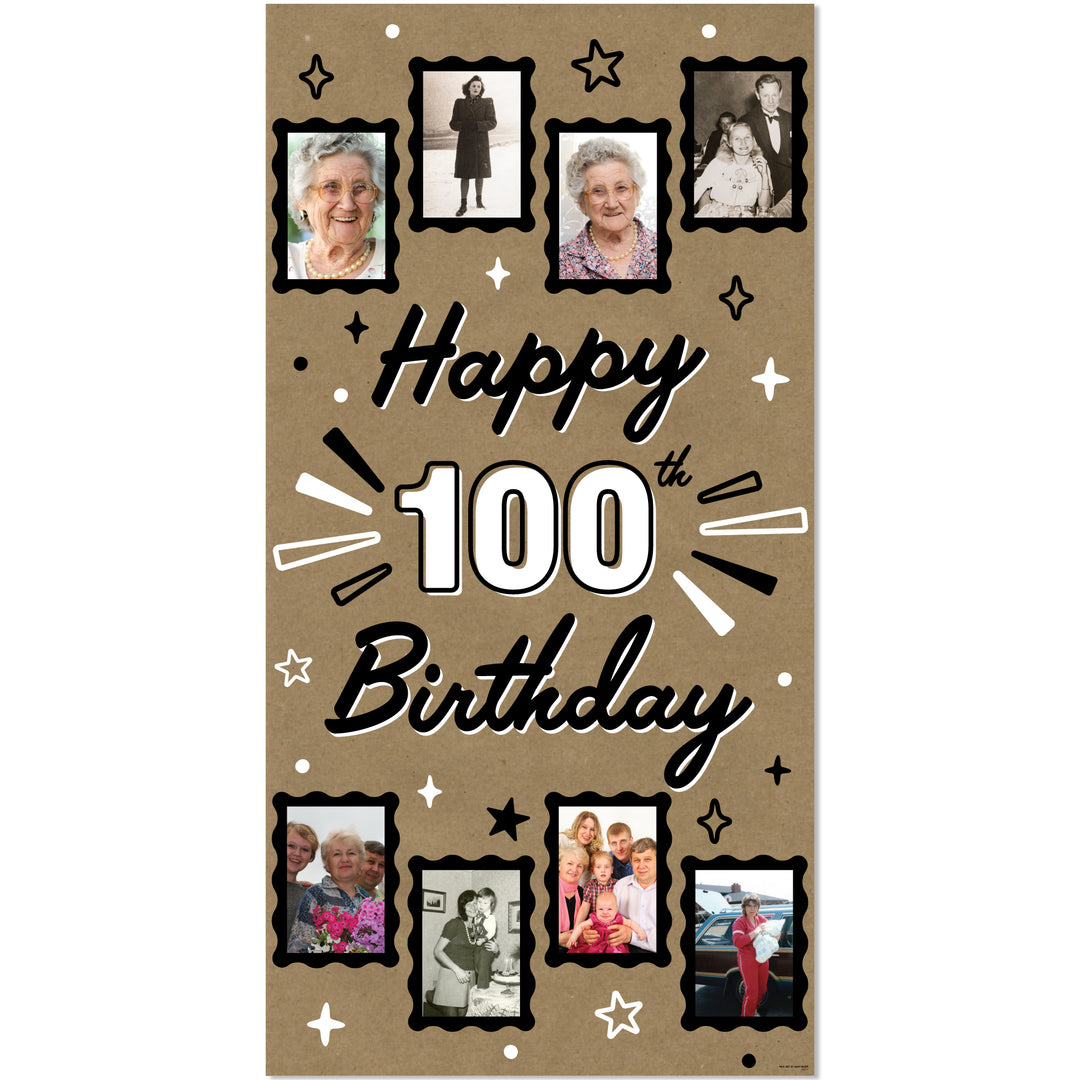 100th birthday kraft photo banner milestone celebration decor