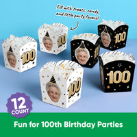 Custom Face 100th Birthday Treat Boxes - 12 Ct