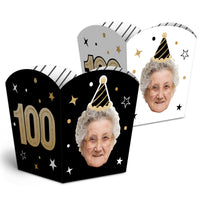 Custom Face 100th Birthday Treat Boxes - 12 Ct