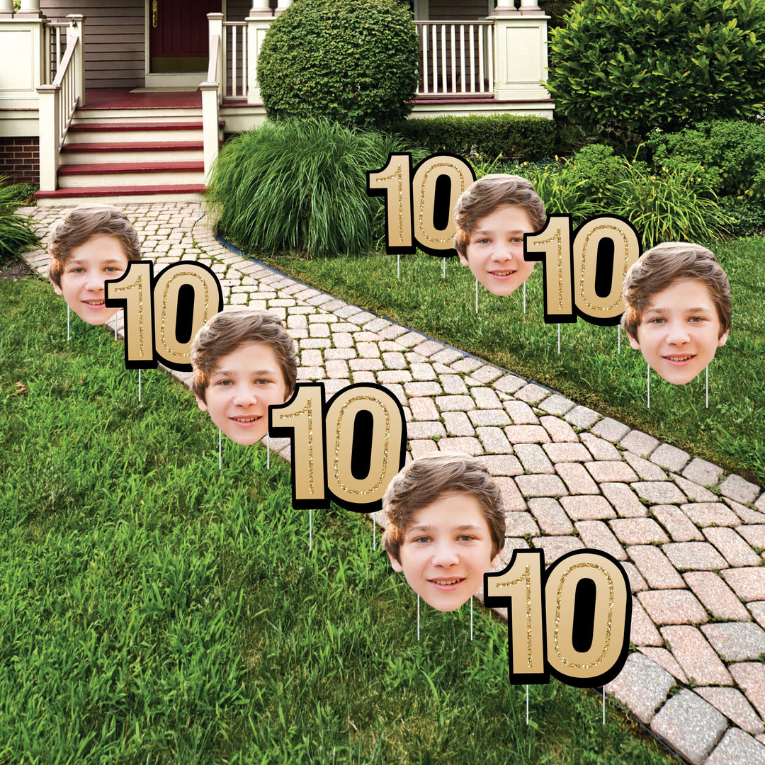Custom Face Yard Signs - 10th Birthday - 10 Pc