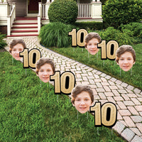Custom Face Yard Signs - 10th Birthday - 10 Pc
