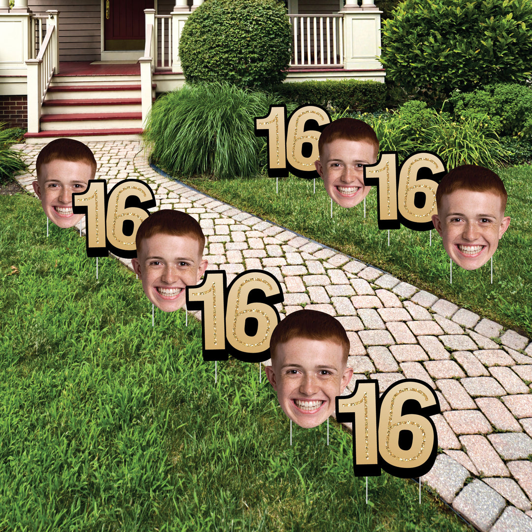 Custom Face Yard Signs - 16th Birthday - 10 Pc