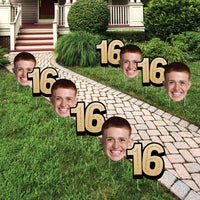 Custom Face Yard Signs - 16th Birthday - 10 Pc