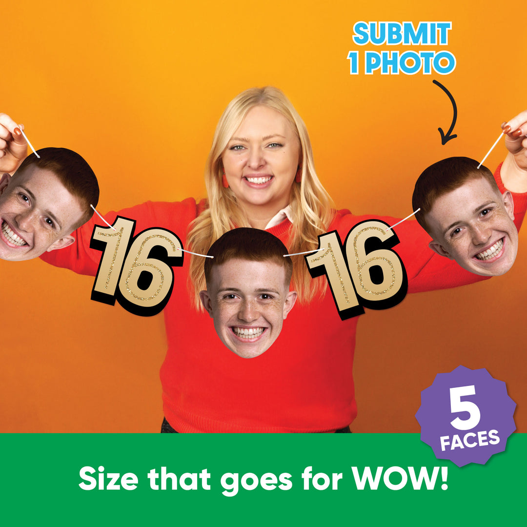 Submit one photo to make five faces for sweet 16 garland