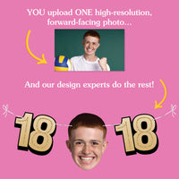 Upload one photo for 18th birthday fun face banner design