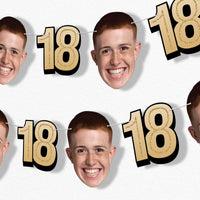 Gold 18th birthday fun face garland banner