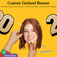 Cardstock construction and satin string on 20th birthday banner