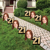 Custom Face Yard Signs - 21st Birthday - 10 Pc