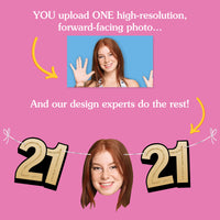 Upload one photo for custom 21st birthday fun face banner