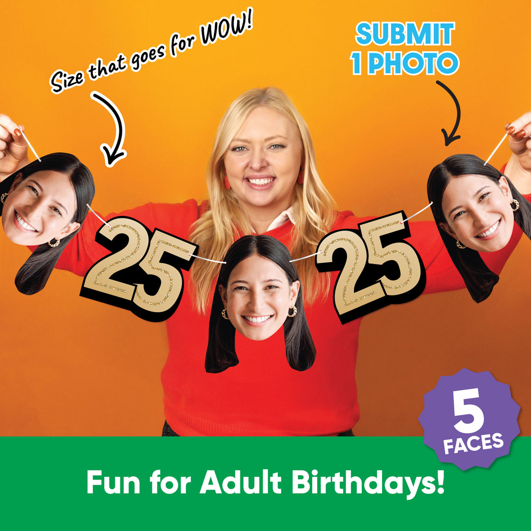 One photo creates five custom faces for 25th birthday garland