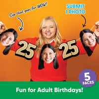 One photo creates five custom faces for 25th birthday garland