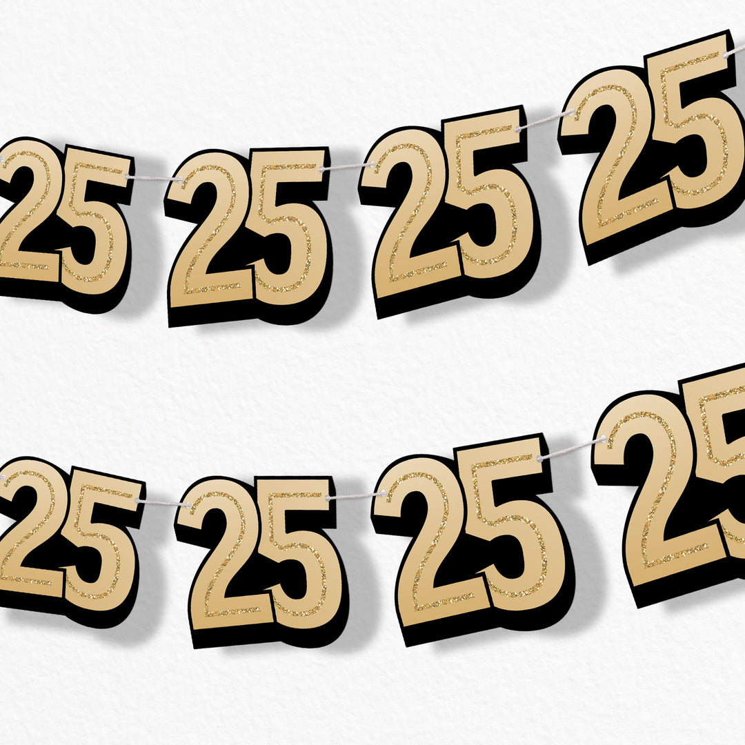 adult 25th birthday party garland banner