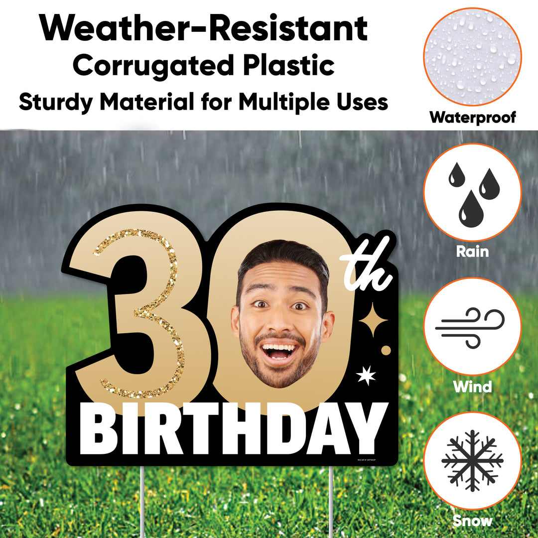 Custom Face 30th Birthday Photo Yard Sign