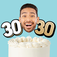 30th birthday cake topper set black and gold, main product image