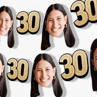 Gold 30th birthday fun face garland banner