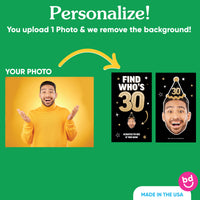 Custom Face 30th Birthday Scratch Off Card Game - 22 Ct