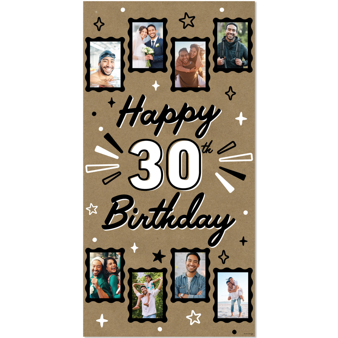 30th birthday kraft photo banner milestone party decoration