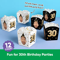 Custom Face 30th Birthday Treat Boxes - 12 Ct