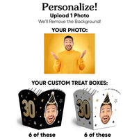 Custom Face 30th Birthday Treat Boxes - 12 Ct
