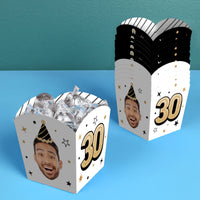 Custom Face 30th Birthday Treat Boxes - 12 Ct