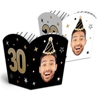 Custom Face 30th Birthday Treat Boxes - 12 Ct