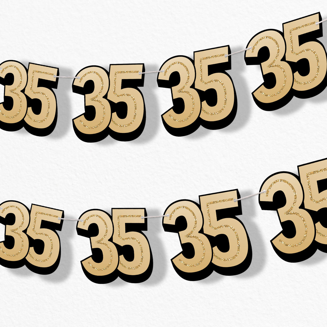 adult 35th birthday party garland banner