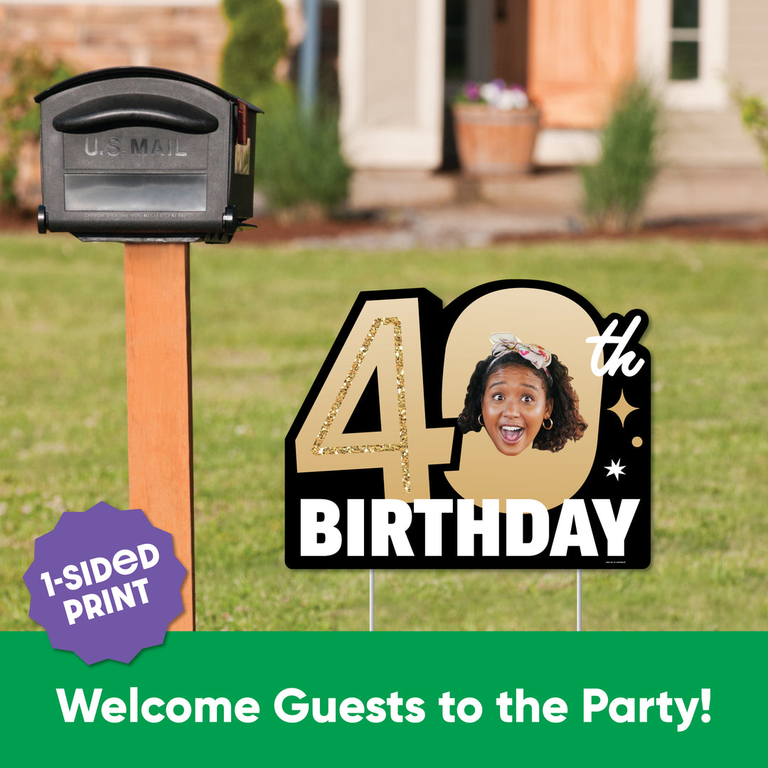 Custom Face 40th Birthday Photo Yard Sign
