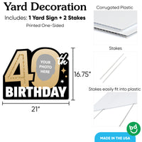 Custom Face 40th Birthday Photo Yard Sign