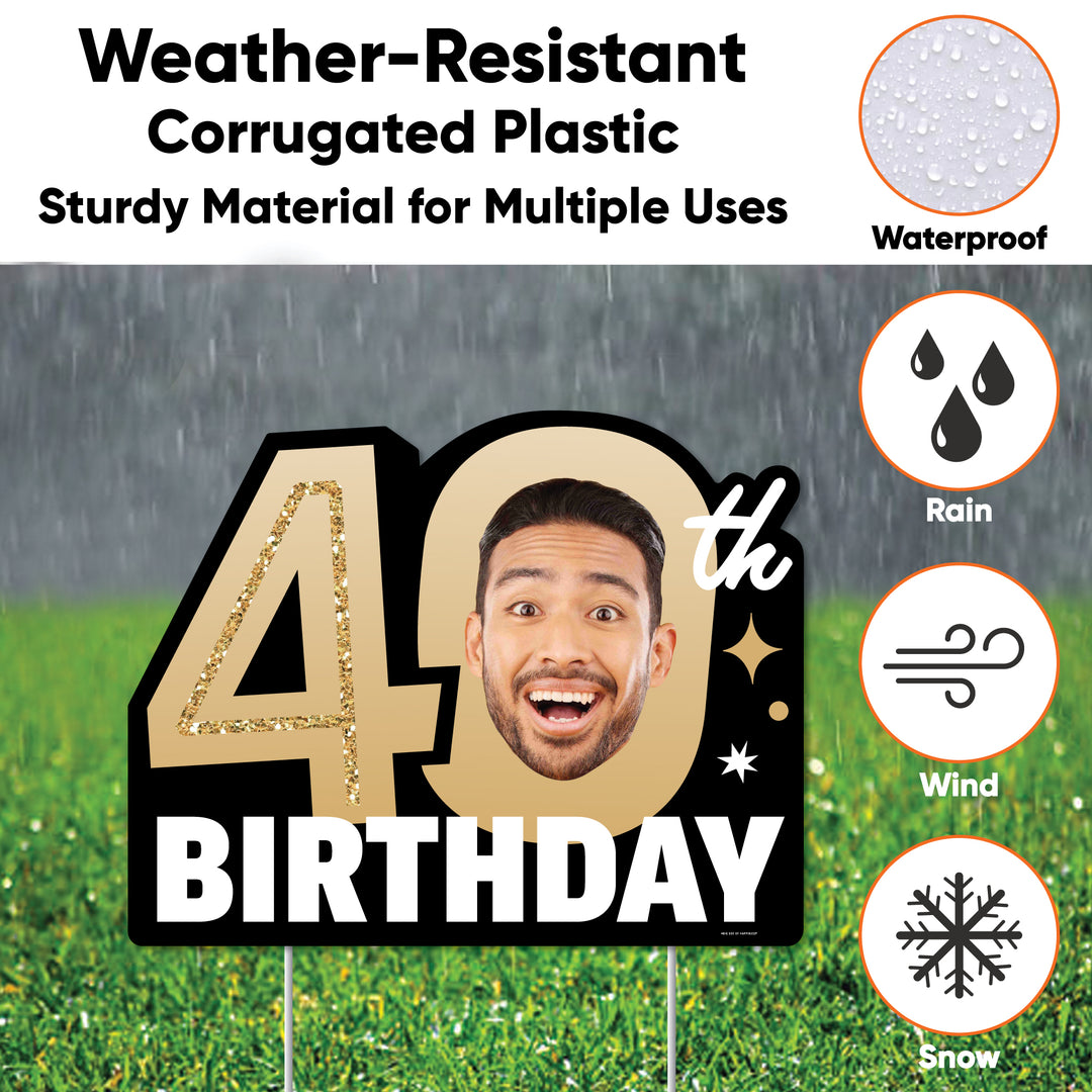 Custom Face 40th Birthday Photo Yard Sign