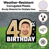 Custom Face 40th Birthday Photo Yard Sign
