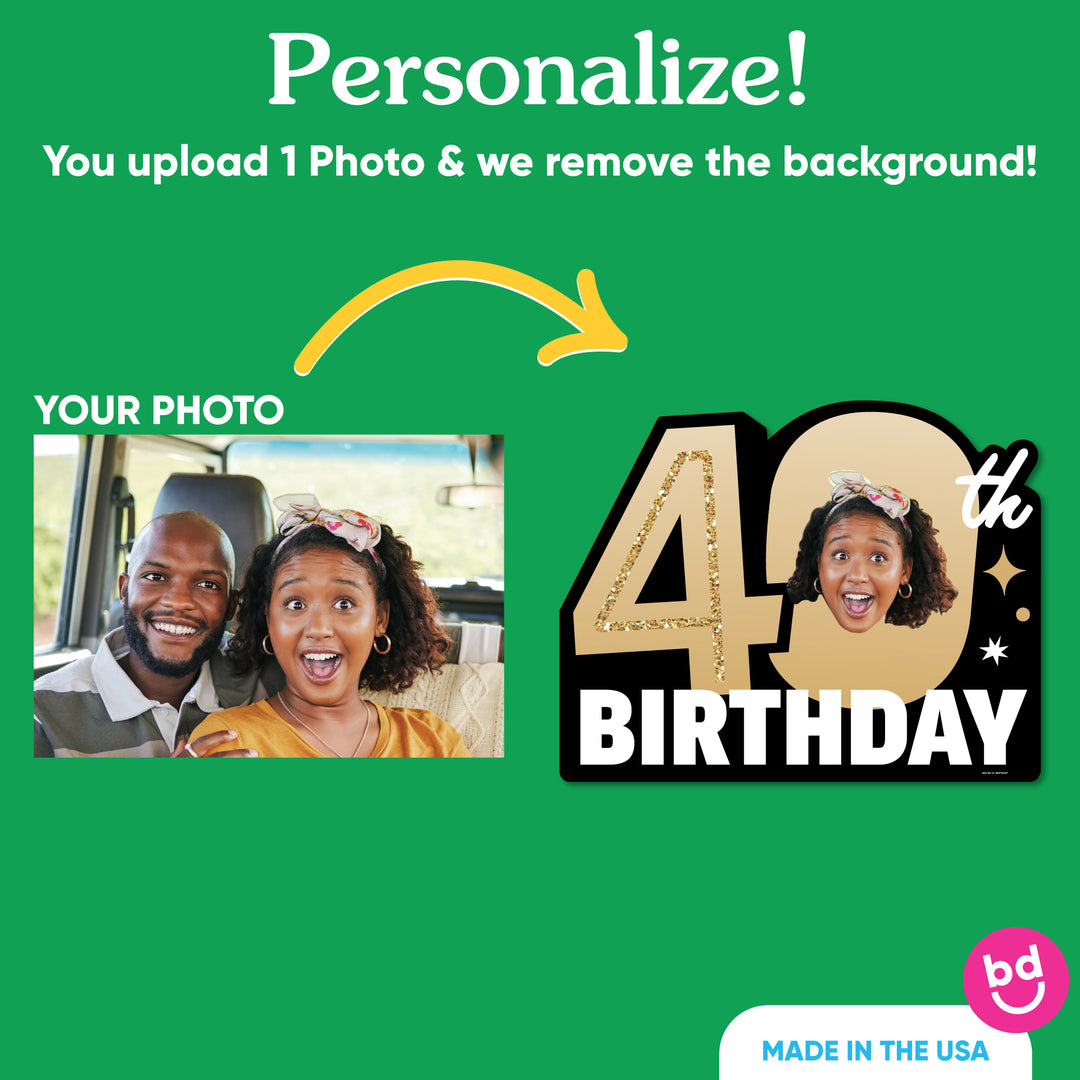 Custom Face 40th Birthday Photo Yard Sign
