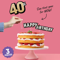Three-piece 40th birthday cake topper set included pieces