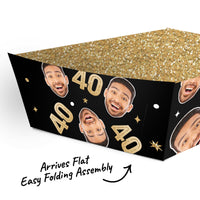 Custom Face 40th Birthday Paper Food Trays - 12 Ct