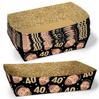 Custom Face 40th Birthday Paper Food Trays - 12 Ct